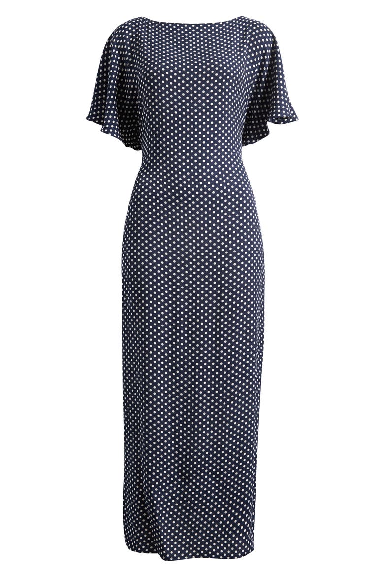 Maeva Polka Dot Flutter Sleeve Midi Dress, Alternate, color, DREAM DOT