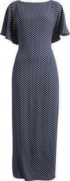 Reformation Maeva Polka Dot Flutter Sleeve Midi Dress