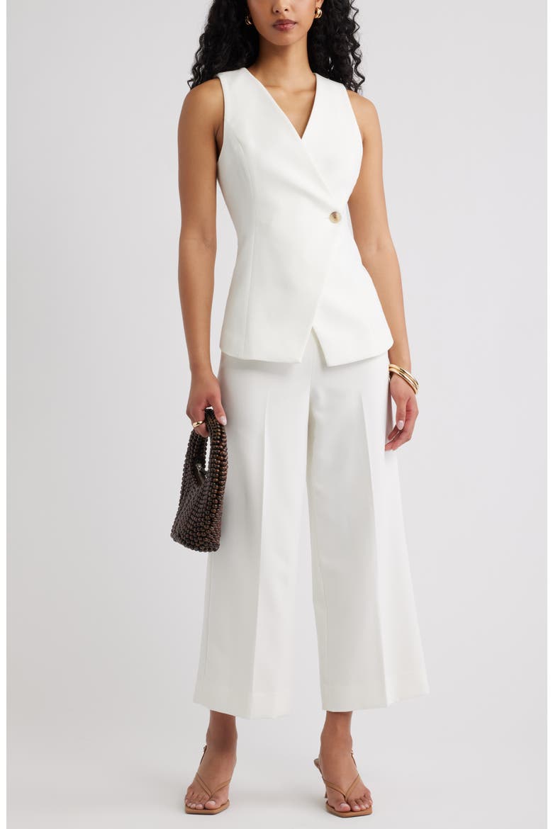 Icon Twill Asymmetric Button Vest, Alternate, color, IVORY
