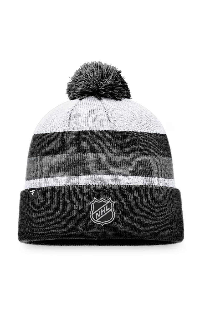 FANATICS Men's Fanatics Branded Black/Charcoal Vegas Golden Knights Fundamental Cuffed Knit Hat with Pom, Alternate, color, 