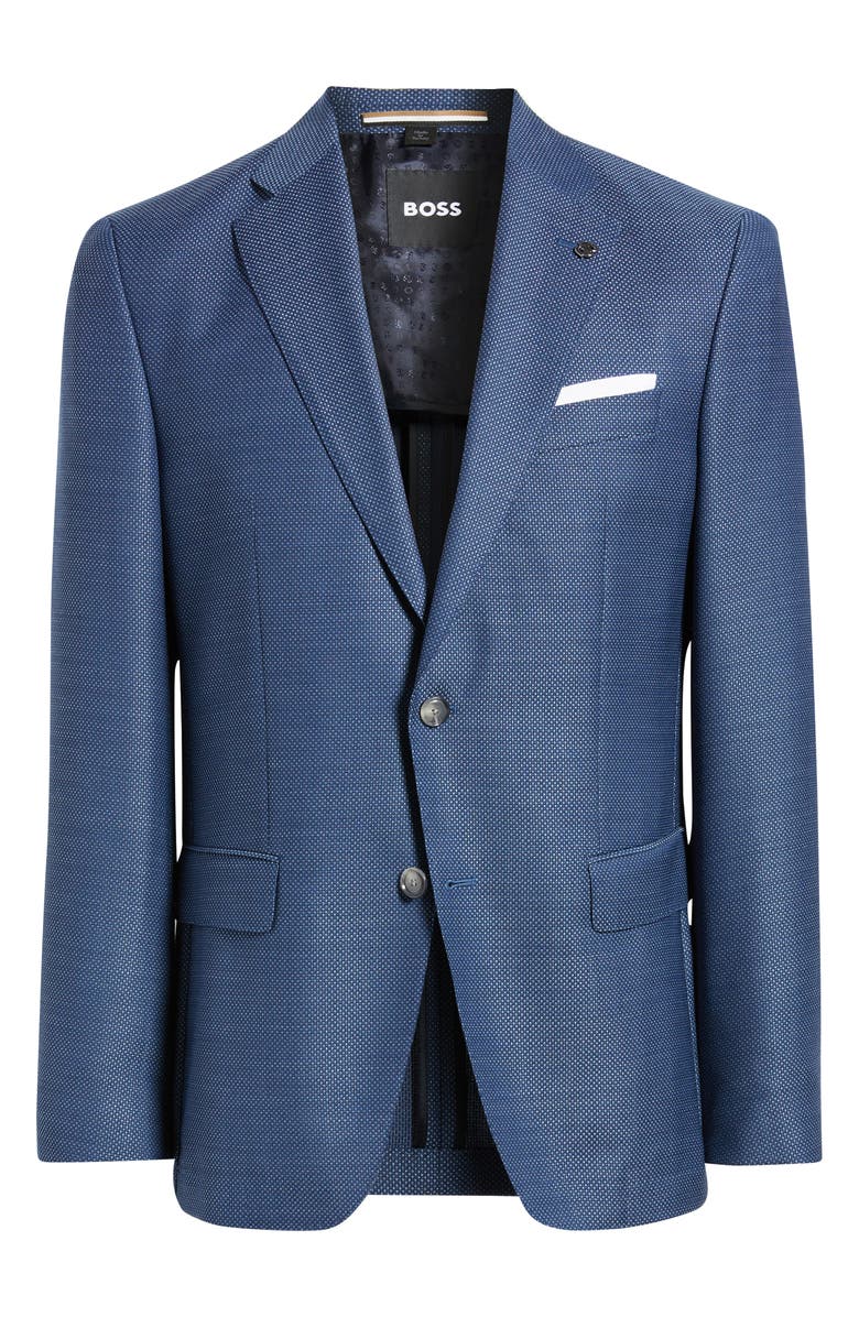 BOSS Hutson Slim Fit Blue Textured Wool Sport Coat, Alternate, color, Dark Blue