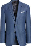 BOSS Hutson Slim Fit Blue Textured Wool Sport Coat