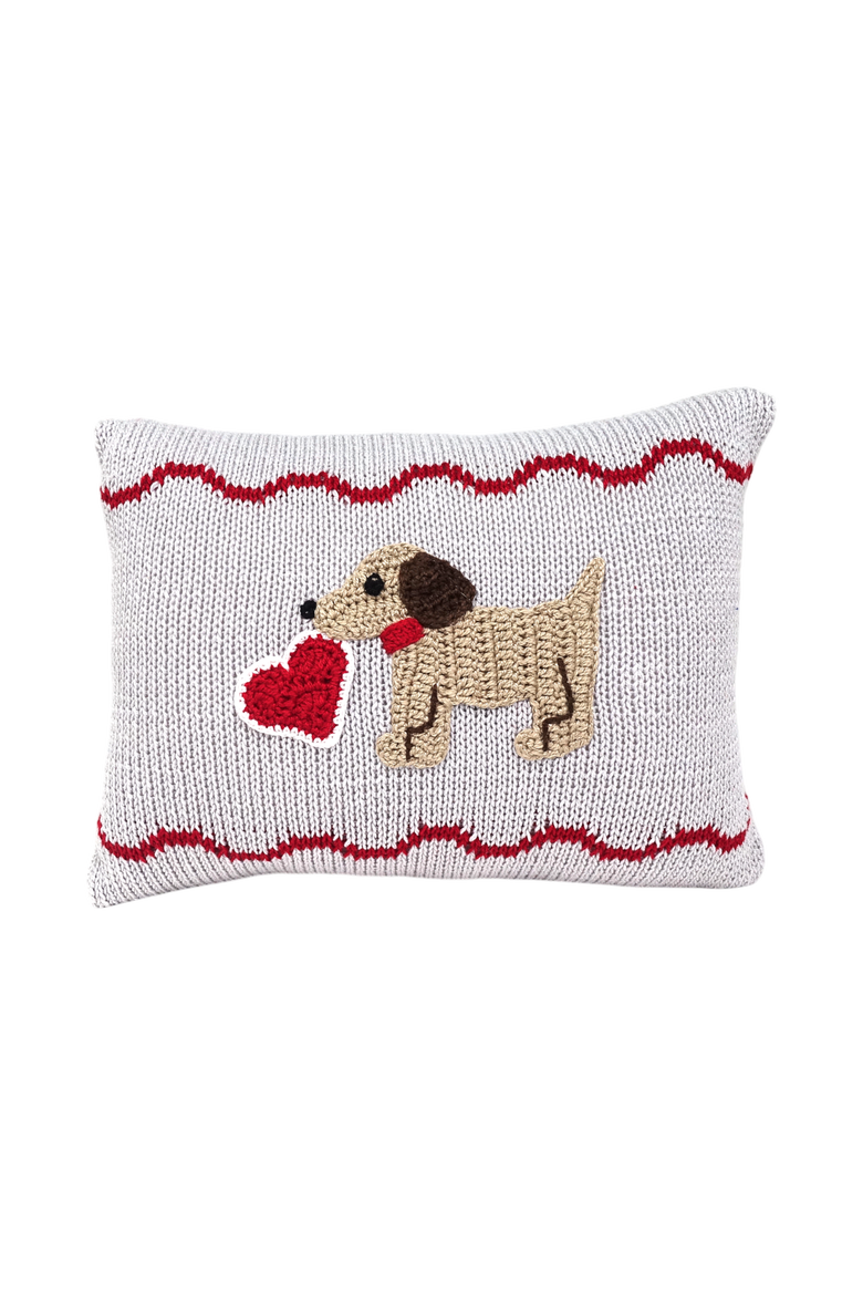 Valentine Puppy Dog Mini Pillow, Main, color, Grey