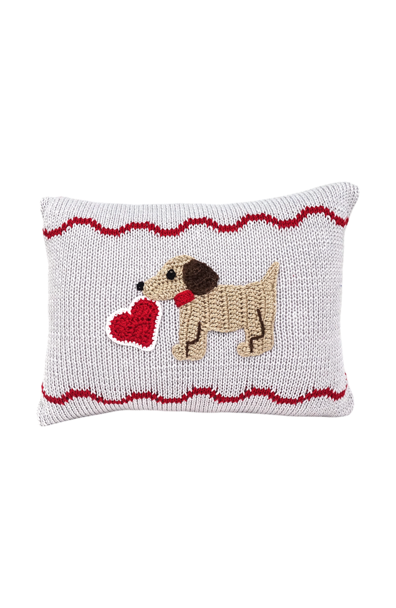 Melange Collection Valentine Puppy Dog Mini Pillow, Main, color, Grey