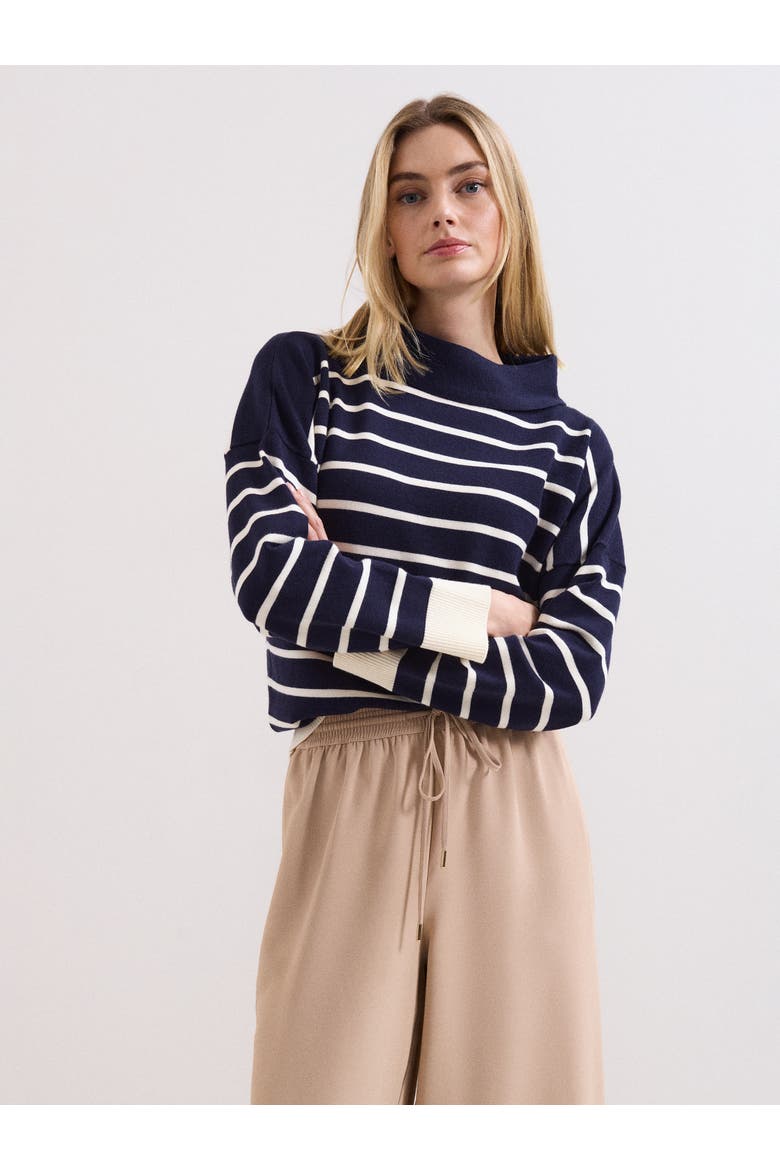 Salima Roll-Neck Jumper, Main, color, Navy/Ivory
