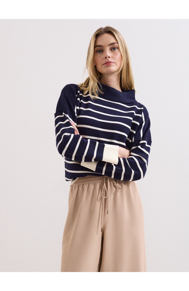Phase Eight Salima Roll-Neck Jumper, Main, color, Navy/Ivory
