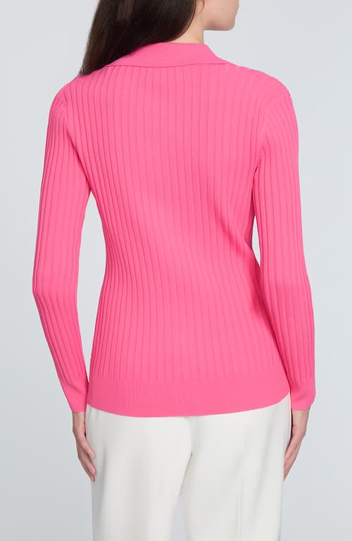 Shop Elie Tahari The Mariella Rib Cardigan In Haute Pink