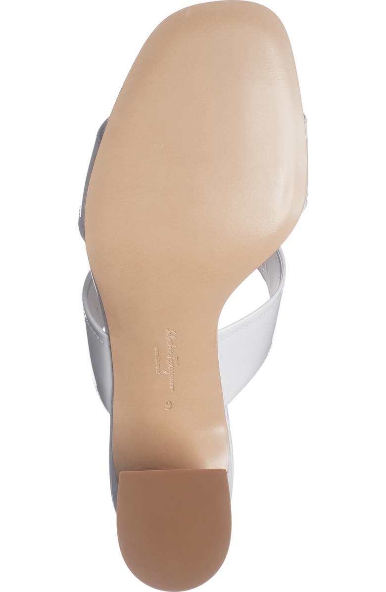 FERRAGAMO Tot 55 Patent Leather Slide Sandal, Alternate, color, White