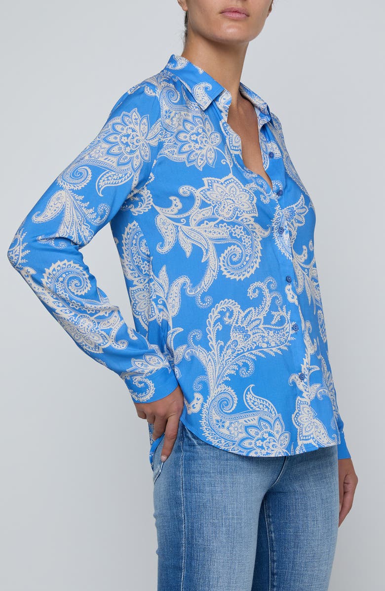 L'AGENCE Holly Paisley Button-Up Shirt, Alternate, color, Regatta Blue/Ivy 2Tone Paisley