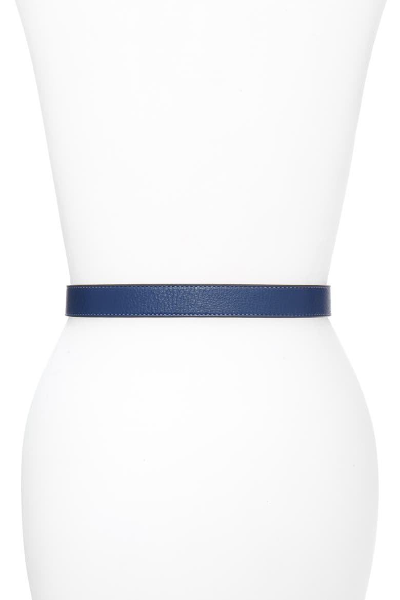 T-Logo Reversible Leather Belt, Alternate, color, MIDNIGHT SWIM/ GOLD
