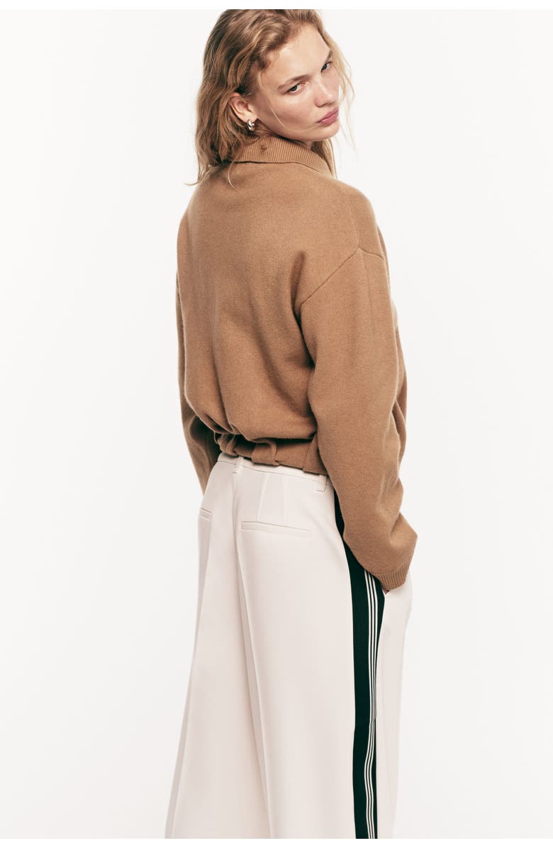 H&M Oversized Zip-through Cardigan, Alternate, color, Dark Beige