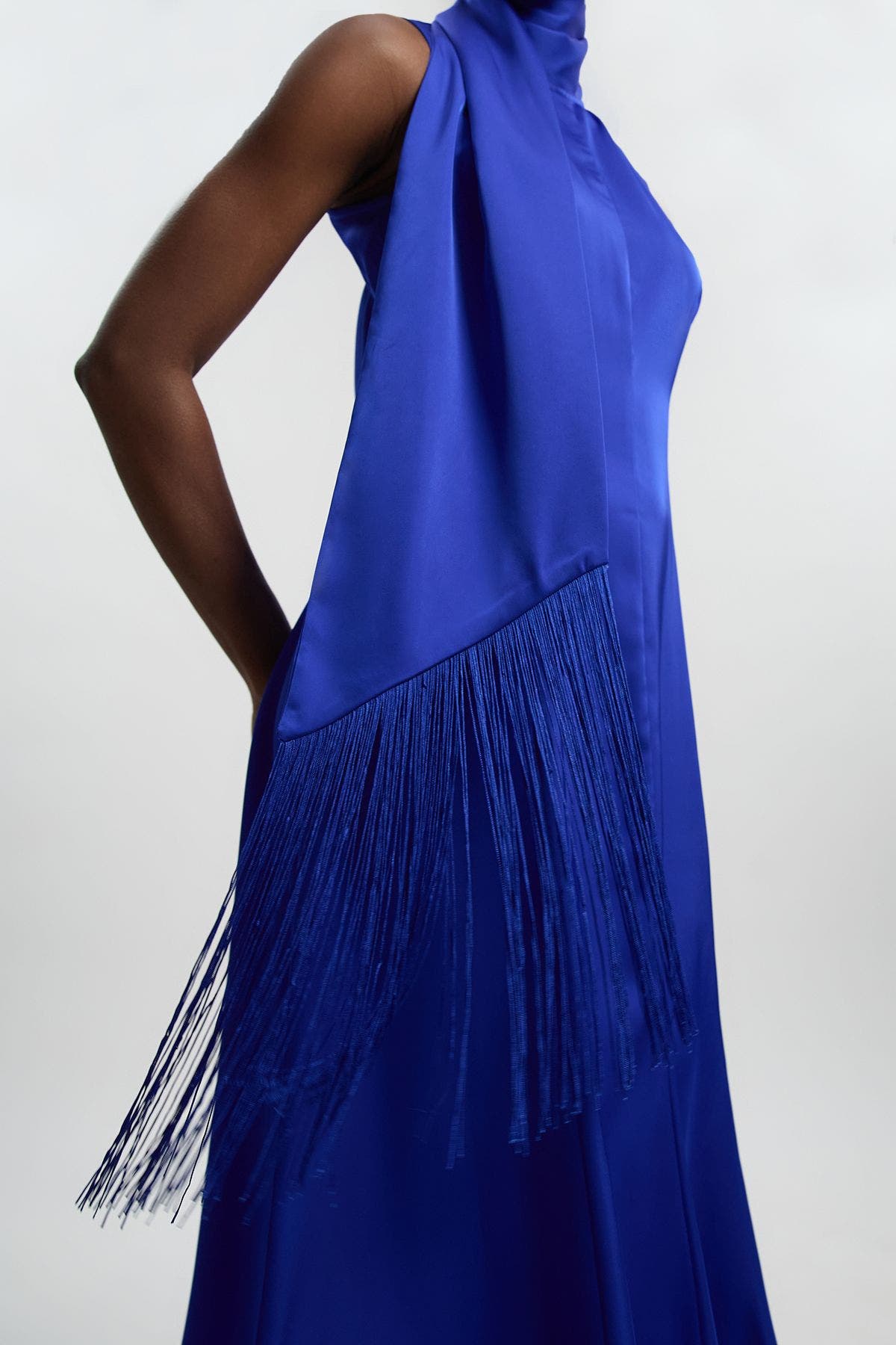 fringe satin maxi dress Coast Women's Muse Satin Fringe Halter Neck Maxi Dress in Pink