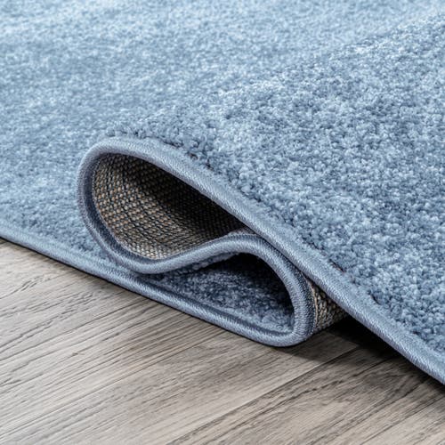 Jonathan Y Haze Solid Low-pile Round Area Rug In Blue/lagoon