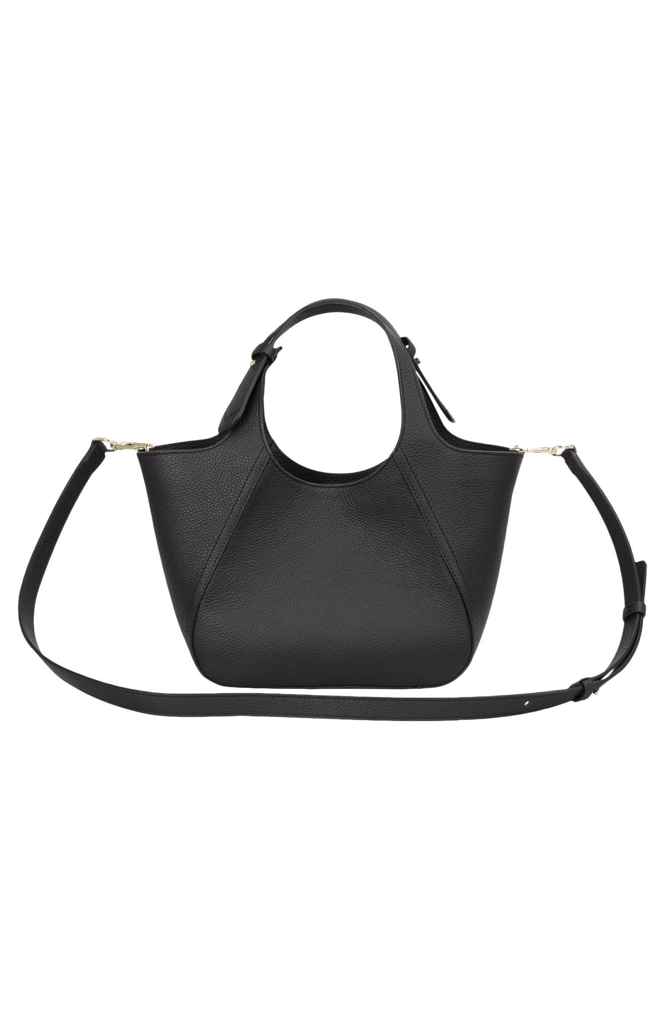 HUGO Small Lenah Leather Tote, Alternate, color, Black