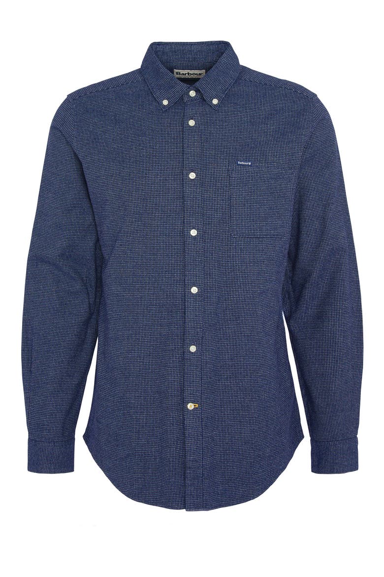 Bannock Check Print Cotton Button-Down Shirt, Alternate, color, NAVY