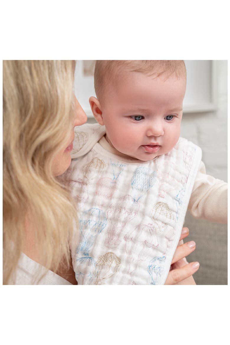 3-Pack Classic Organic Cotton Muslin Snap Bibs, Alternate, color, ABOVE THE CLOUDS PINK