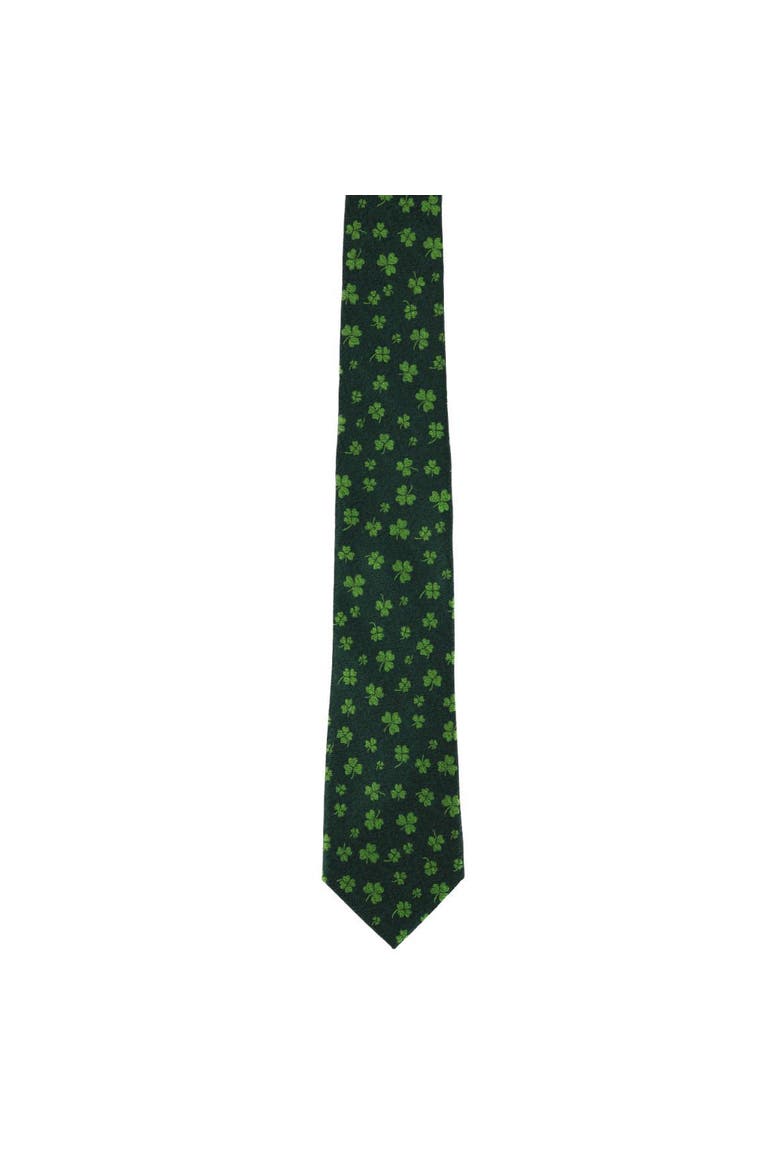 Green Shamrock Novelty Silk Necktie, Alternate, color, Green Shamrocks