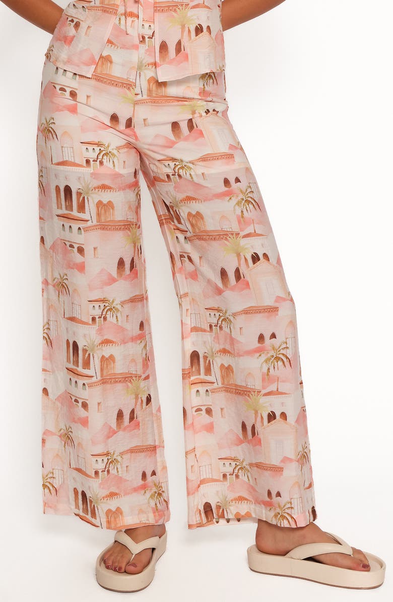 Petal & Pup Devina Wide Leg Pants, Main, color, Tan Print