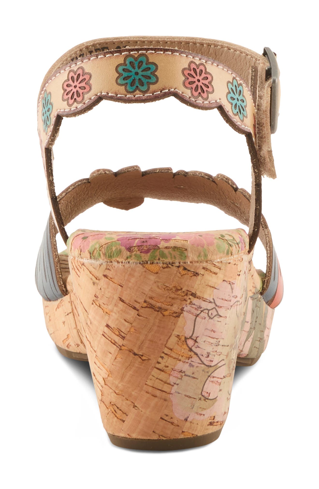 Luvinlife Ankle Strap Platform Wedge Sandal, Alternate, color, TAN MULTI