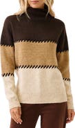 Karen Kane Contrast Stitch Mock Neck Sweater