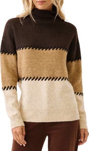 Karen Kane Contrast Stitch Mock Neck Sweater