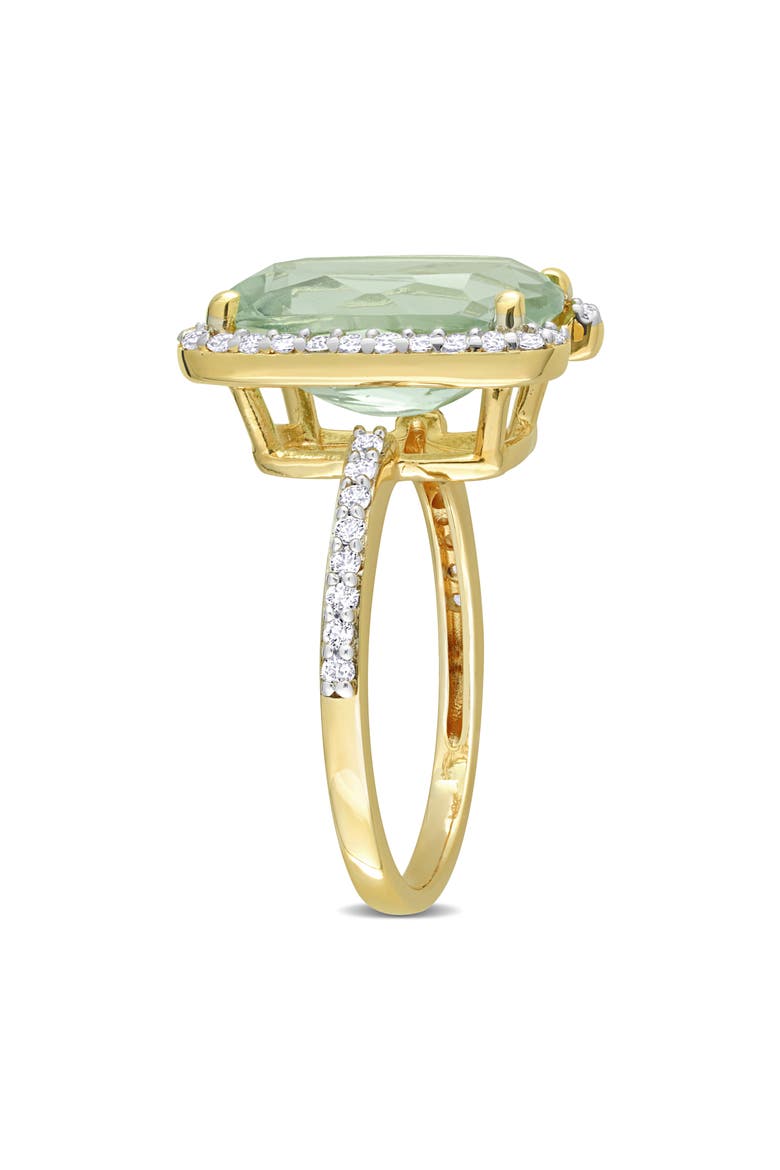 Cushion Cut Green Quartz & White Topaz Ring, Alternate, color, GREEN