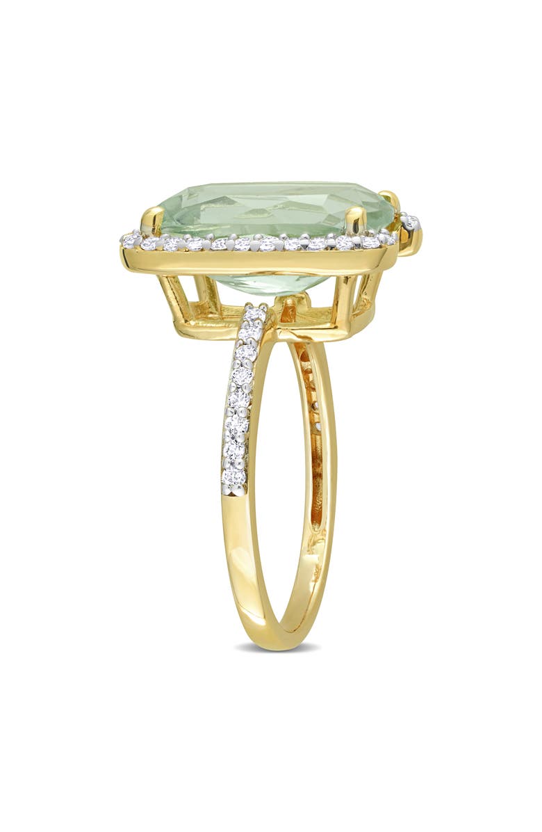 DELMAR Cushion Cut Green Quartz & White Topaz Ring, Alternate, color, Green