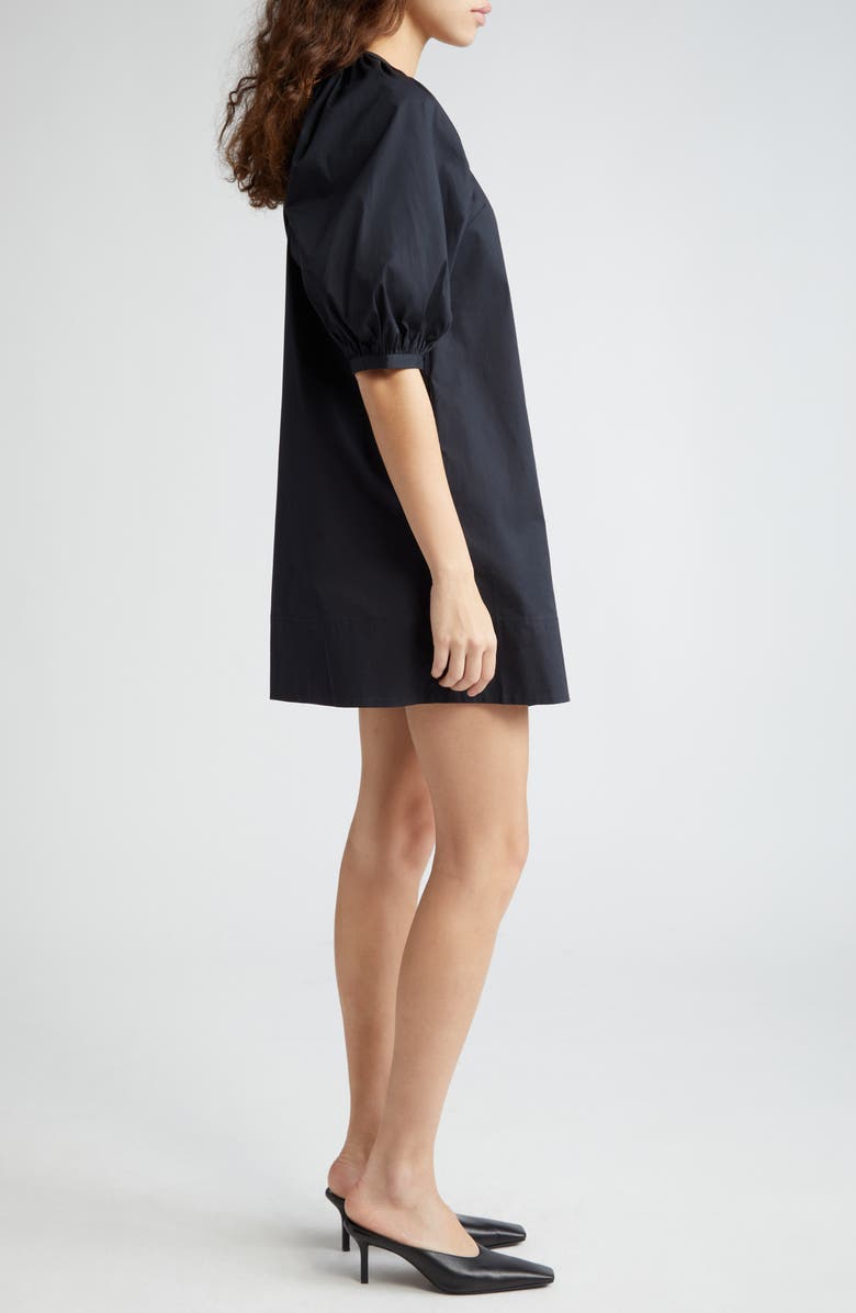 STAUD Vincent Stretch Cotton Mini Shirtdress, Alternate, color, Black