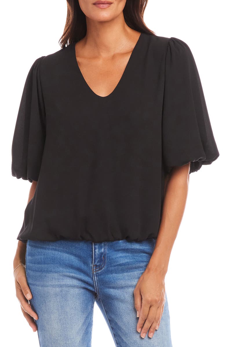 Karen Kane Puff Sleeve Crepe Top, Main, color, 