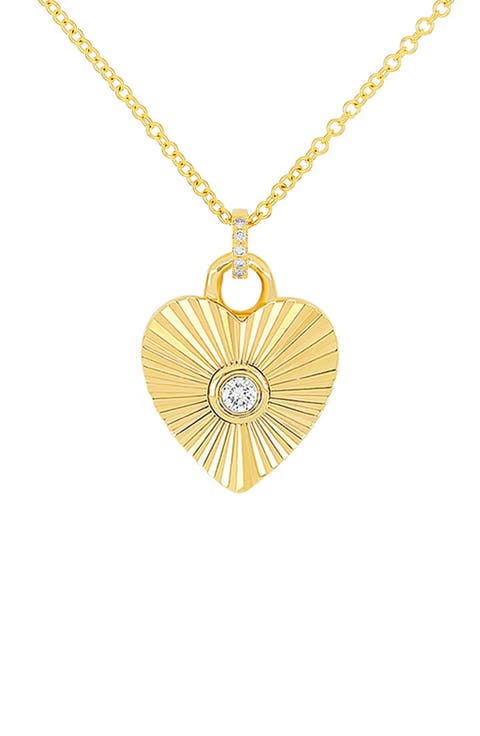 Diamond Fluted Heart Pendant Necklace