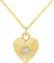 EF Collection Diamond Fluted Heart Pendant Necklace