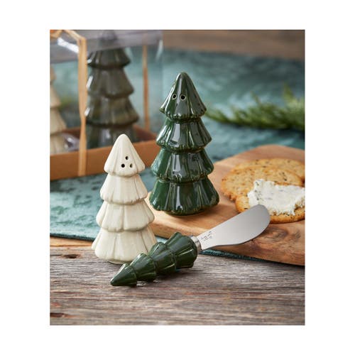 Tag Pine Tree Salt And Pepper Shakers Ceramic Christmas Set In Multi