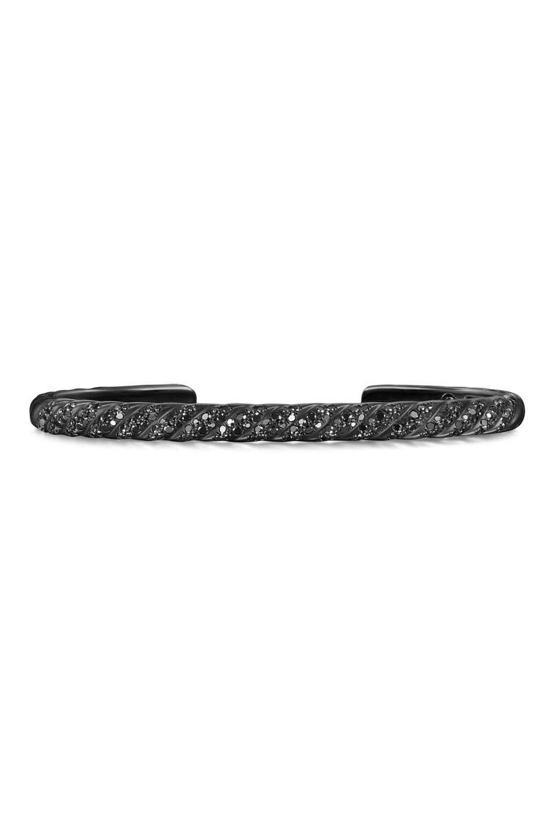 Men's Sculpted Cable Cuff Bracelet in Black Titanium & Black Diamonds, 5.5mm, Main, color, BLACK TITANIUM