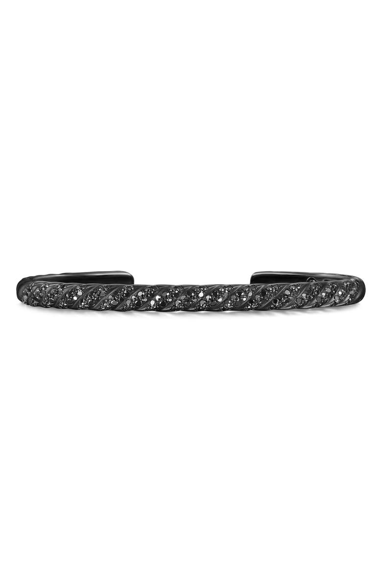 David Yurman Men's Sculpted Cable Cuff Bracelet in Black Titanium & Black Diamonds, 5.5mm, Main, color, Black Titanium