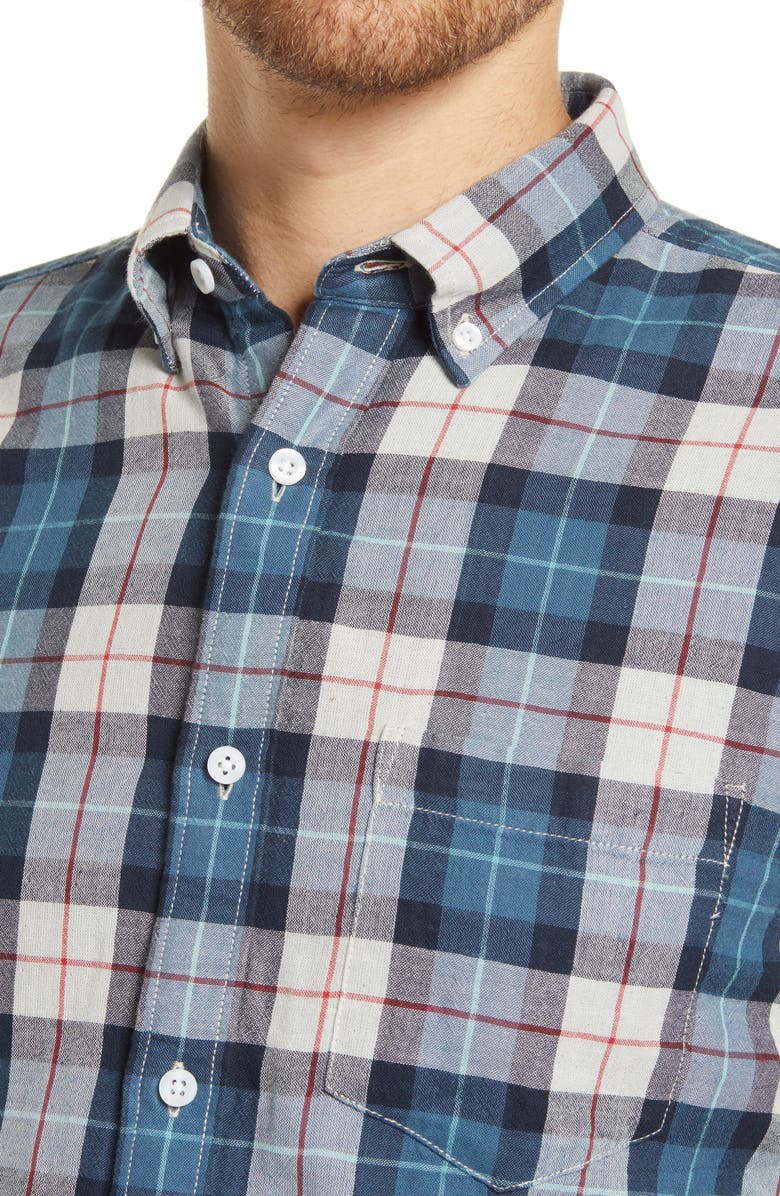 1901 Duofold Slim Fit Plaid Button-Down Shirt, Alternate, color, Blue - Ivory Sean Plaid