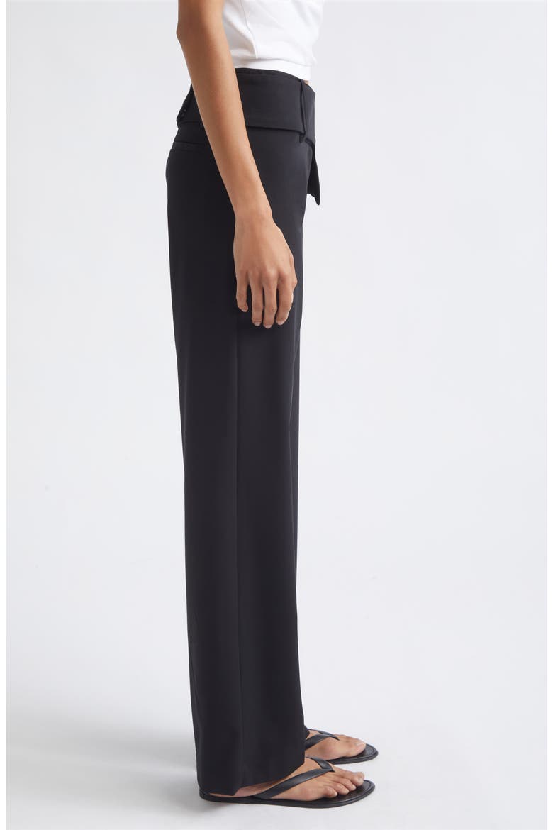 Foldover Waist Wool Pants, Alternate, color, BLACK
