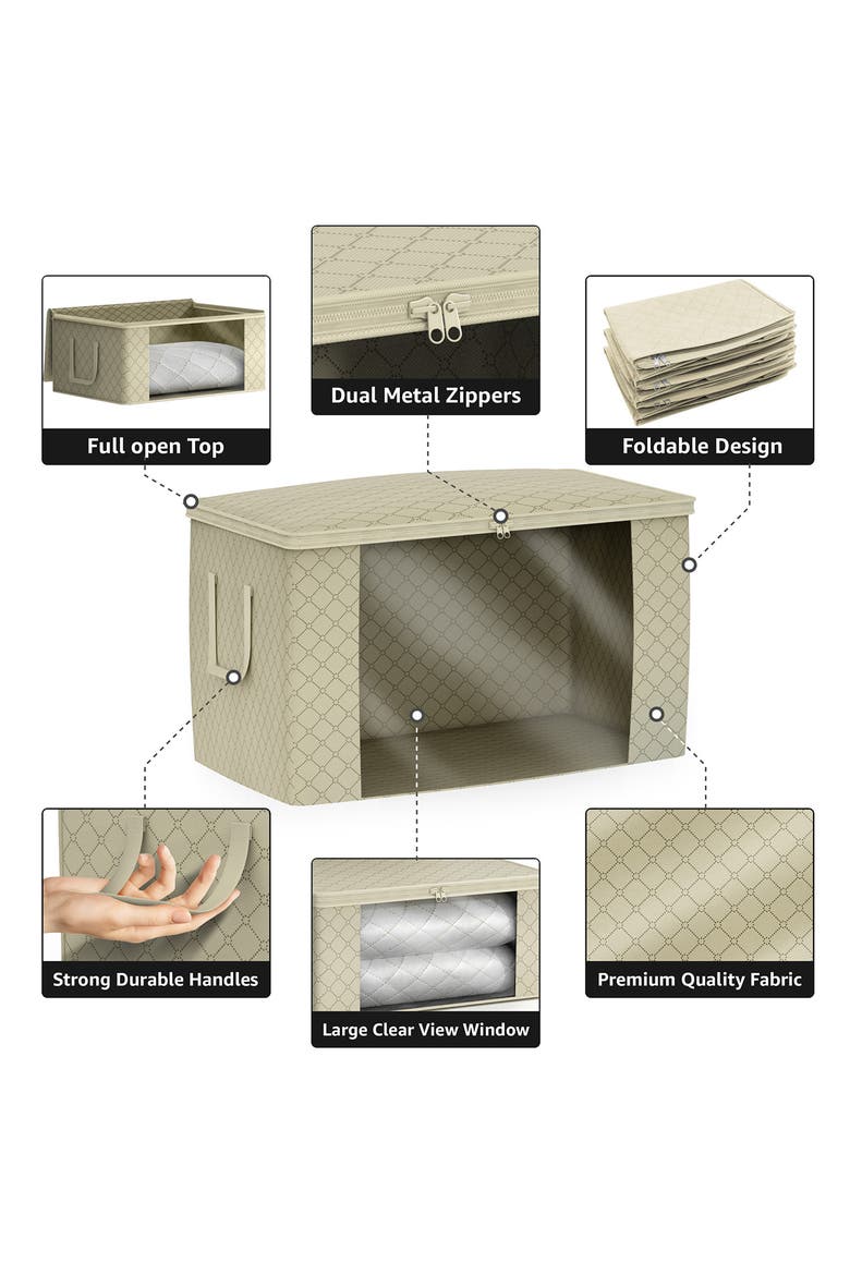 Set of 4 Foldable Storage Organizers, Alternate, color, BEIGE