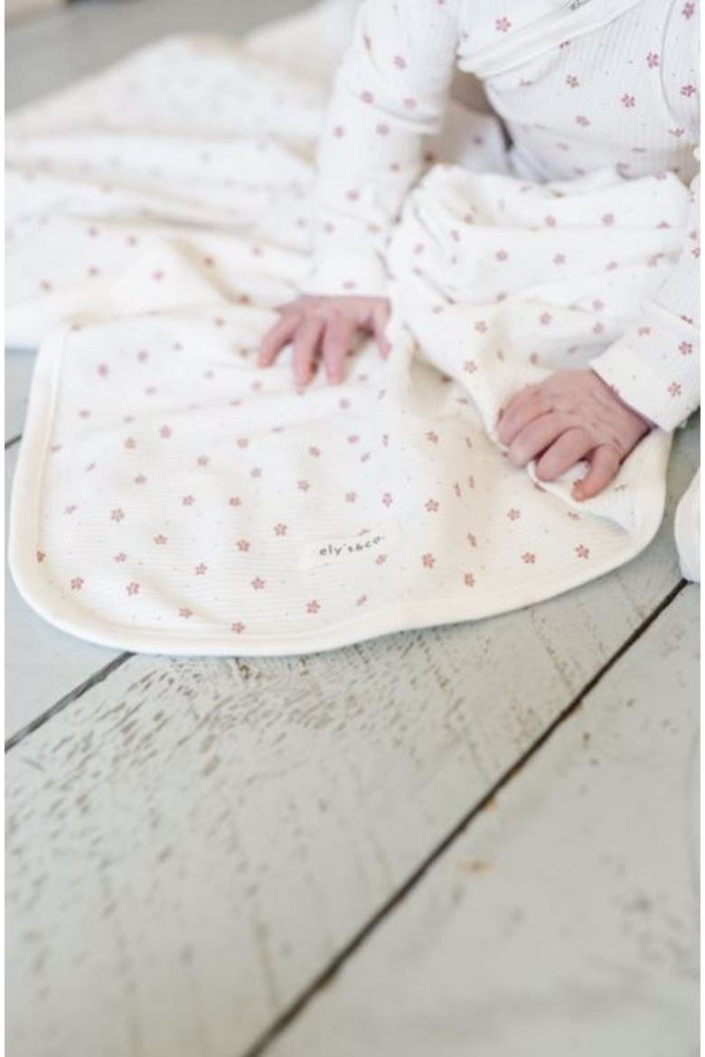 Baby Ribbed Cotton Receiving Blanket, Alternate, color, Floral Pin Dot