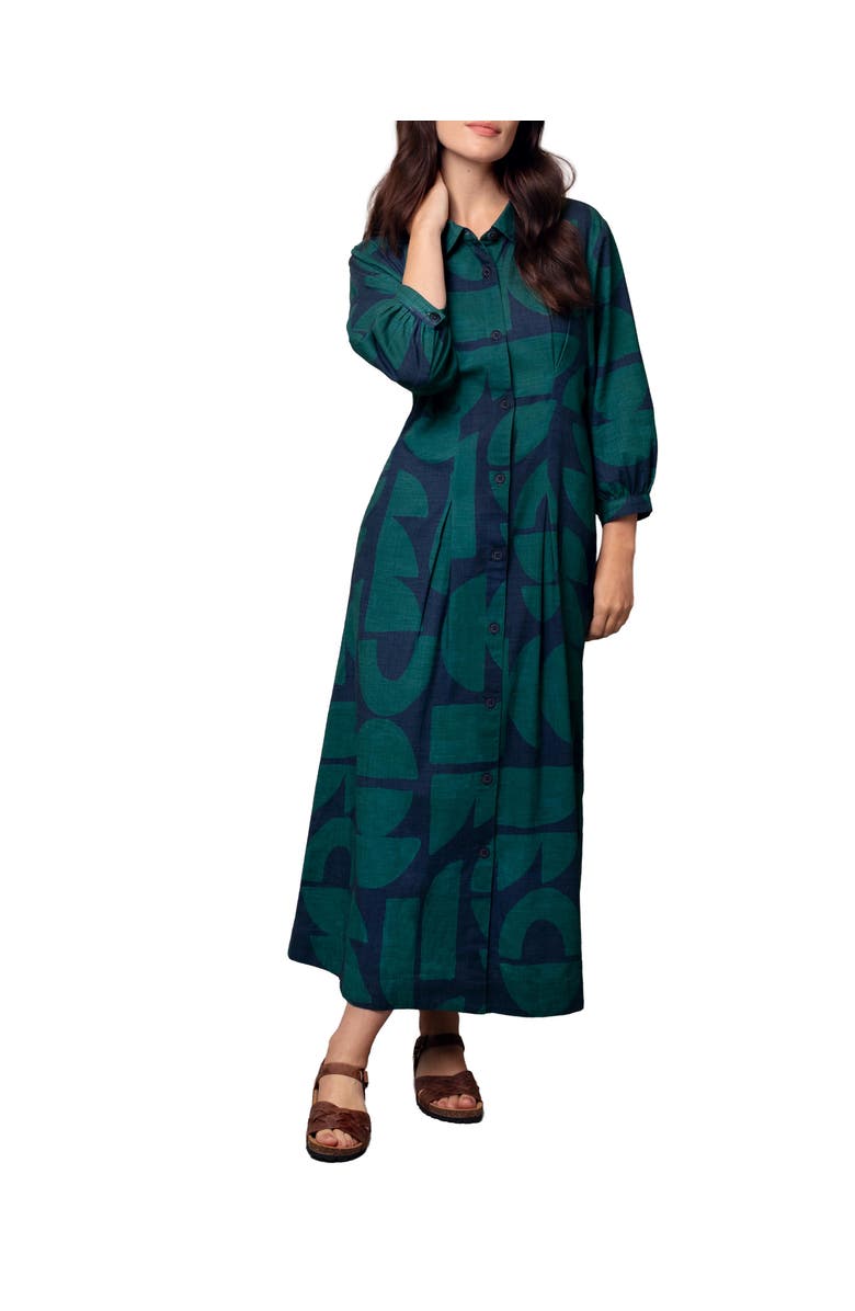 Celtic & Co. Pleat Detail Shirt Dress, Alternate, color, Geo Shapes