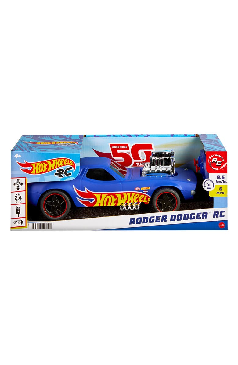 Hot Wheels 1:16 Scale Rodger Dodger USB-Rechargeable Toy Car with Battery-Operated Remote Control, Alternate, color, 