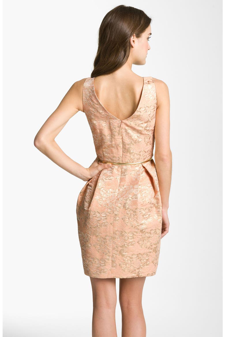 Belted Cotton Jacquard Tulip Dress, Alternate, color, GOLD