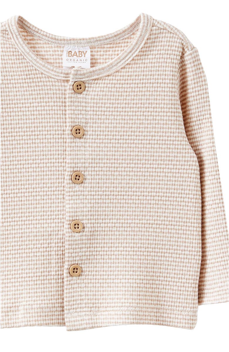 Cotton On Kids Organic Pointelle Cardigan, Alternate, color, Latte Cream Finley Stripe