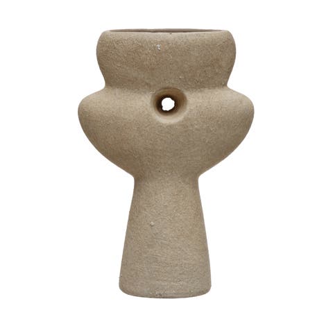 Terra-cotta Sculptural Vase, Natural Sand Finish