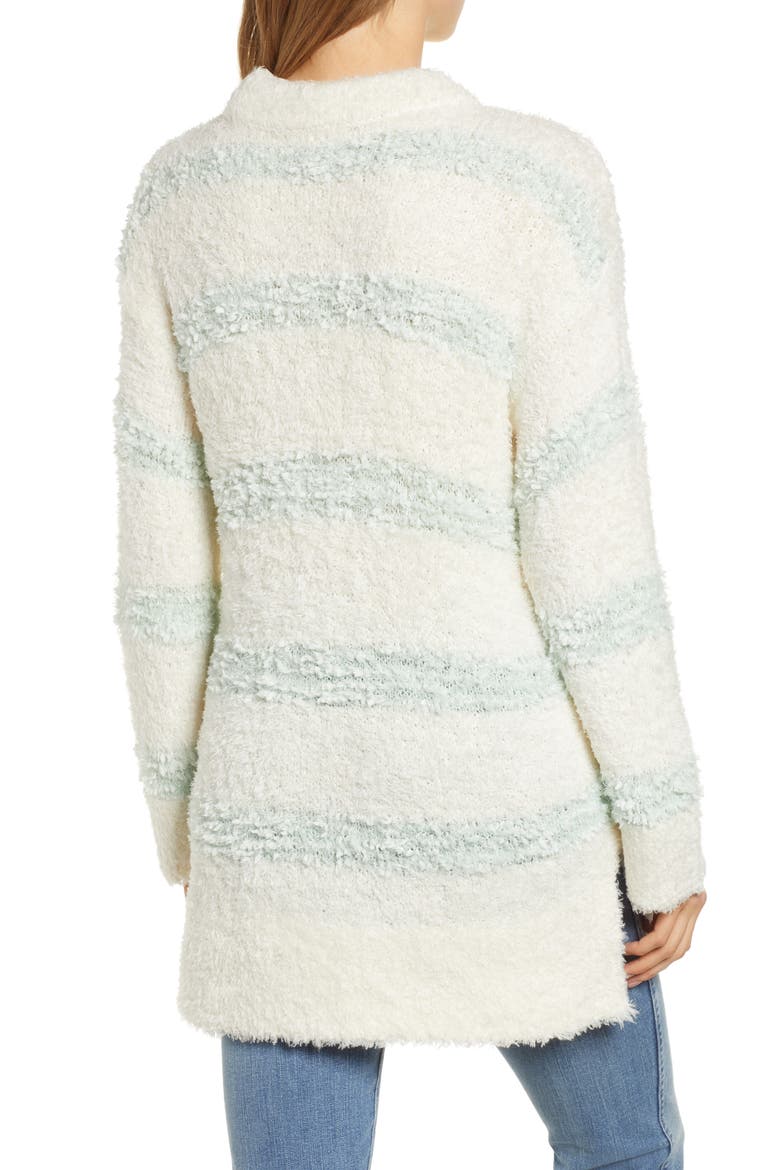 Texturestripe Fuzzy Sweater, Alternate, color, IVORY GREEN STRIPE