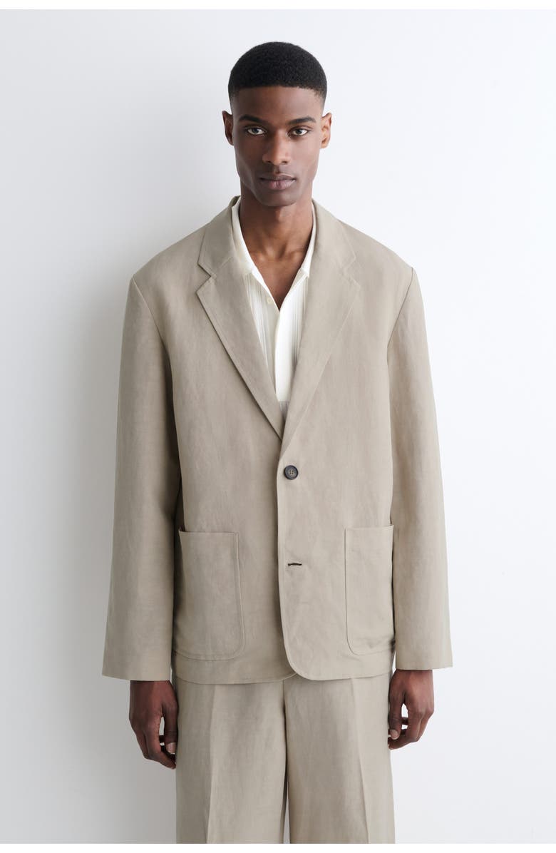 COS Unstructured Linen-Blend Blazer, Main, color, Beige