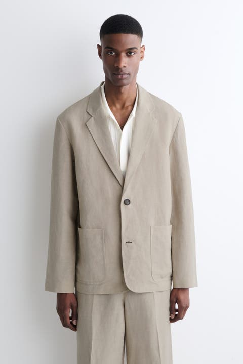 Unstructured Linen-Blend Blazer