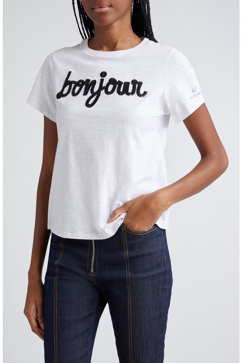 Sequin Shrunken Tee, Main, color, WHITE/BLACK