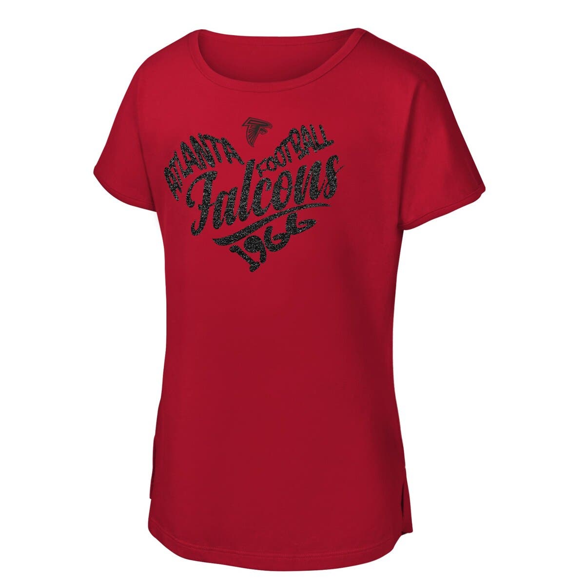 Outerstuff Kids'  Girls Youth Red Atlanta Falcons Script Heart Dolman T-shirt In Brown