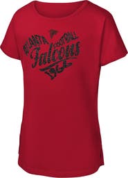 Outerstuff Girls Youth Red Atlanta Falcons Script Heart Dolman T-Shirt