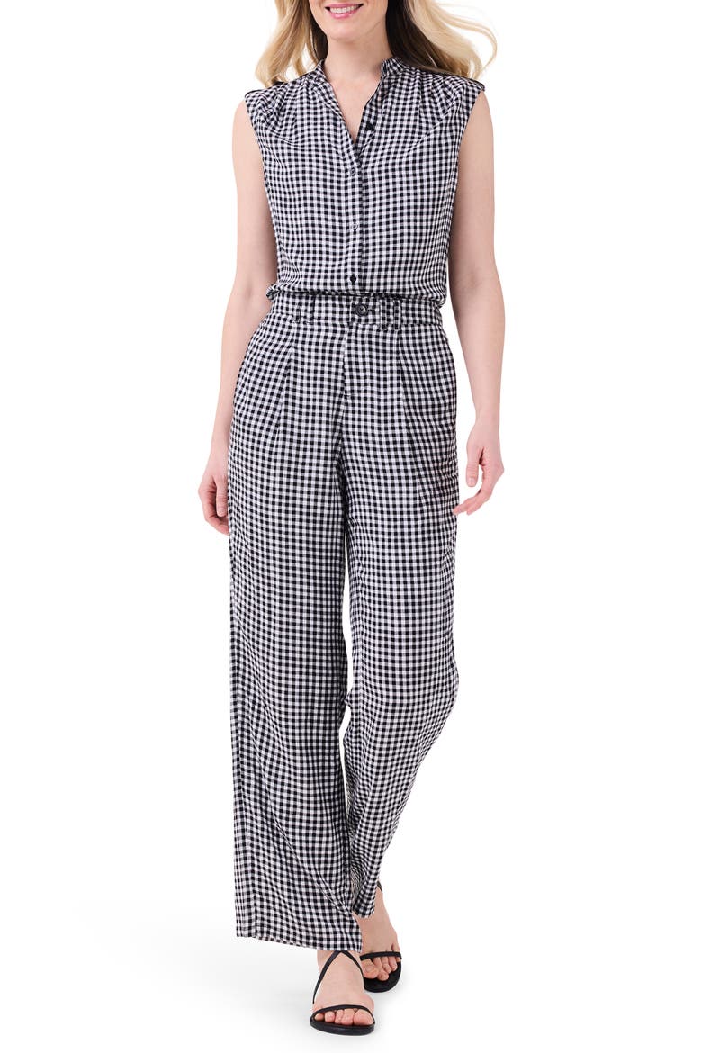 Drapey Gingham Wide Leg Pants, Alternate, color, BLACK MULTI
